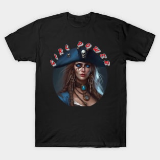 Girl power cool blue pirate girl T-Shirt